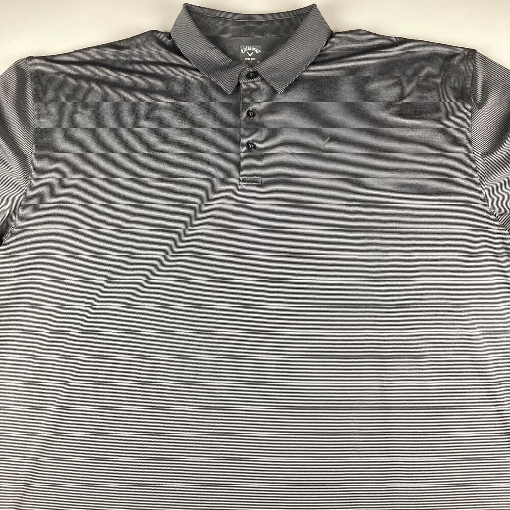 Callaway Opti-Dri Polo Shirt Mens 4XL Gray Striped Golf Big Tall